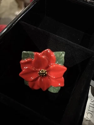 Mini plato Nora Fleming Poinsettia retirado encanto A170 Navidad vacaciones flor Foto 1 de 3