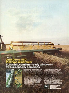 1980 Print Ad of John Deere Tractor 580 Tractor Pull Type Windrower - Picture 1 of 2