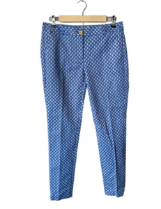 Michael Kors blue graphic pattern straight leg pants size 4 Career Preppy - Picture 1 of 6