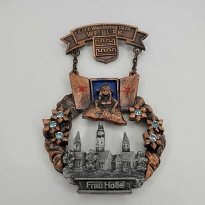Vintage German Hiking Medal 2 IVV Wandertag 1978 WF Burk Frau Holle Silver City - Picture 1 of 8