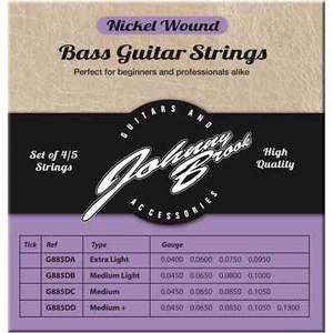 Johnny Brook Nickel Wound Bass Guitar Strings for 5 String Bass Guitars Set of 4 - Picture 1 of 5