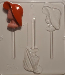 LADY WITH HAT CHOCOLATE LOLLIPOP MOULD  3 CAVITY  - Picture 1 of 2