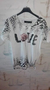 Religion t shirt, cotton rose animal print,white,new without tags - Picture 1 of 3