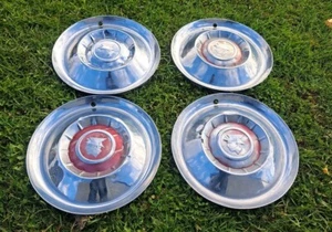 Set of 4 1955 Mercury 15" Hubcaps Wheel Covers 55 Custom Monterey Sun Valley - Picture 1 of 10