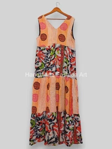 Vestido midi/vestido maxi/vestido vintage Kantha de algodón hecho a mano para mujer - Imagen 1 de 5