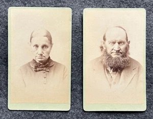 Two (2) Carte-de-Visite CDV Old Man Elderly Woman Antique Photograph - Picture 1 of 4