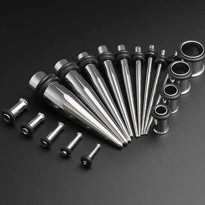 Kit de estiramiento de orejas cónico y túnel | Acero quirúrgico llamarada única | 1,6 mm - 10 mm Foto 1 de 4