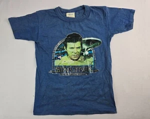 Vintage 1979 Star Trek Captain Kirk T-shirt Kids Size Medium 12/14  -peeling - Picture 1 of 12