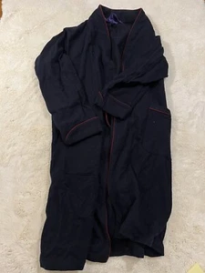 Brooks Brothers Men’s Size XL Vintage Lounge Bath Robe Black 100% Wool w Belt - Picture 1 of 5