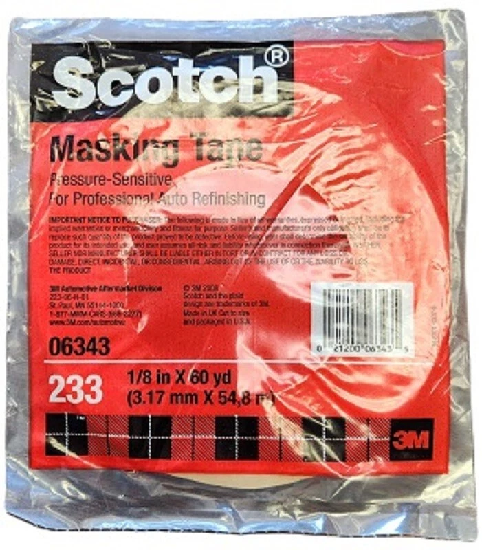 3M 06343 1/8'' Scotch Automotive Performance Masking Tape 233+ Green - Image 1 of 1