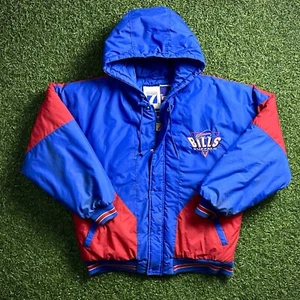 90’s Logo 7 NFL Winter Jacket Buffalo Bills Red & Blue Sz. L Heavyweight Mafia - Picture 1 of 20
