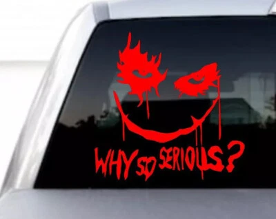 Red Joker Why So Serious STICKER VINYL DECAL SUICIDE SQUAD HARLEY QUINN BATMAN - Image 1 of 3