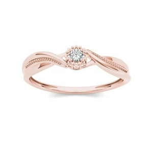 Imperial White Cubic Zirconia In Solid 10K Rose Gold Engagement Solitaire Ring - Picture 1 of 5