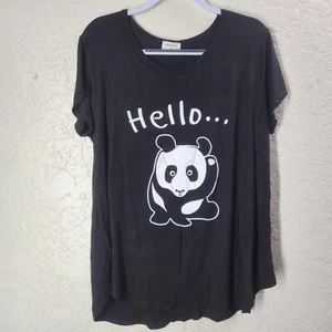 Free Kisses Tee Shirt Black Panda Graphic Hello Goodbye Size XL - Picture 1 of 4