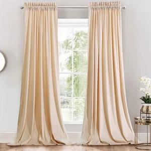 Set of 2 Velvet Heavyweight Rod Pocket Curtains - Picture 1 of 27