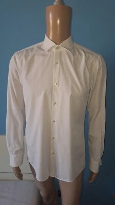 HUGO BOSS CAMICIA UOMO COLOR BIANCO TAGLIA L COLLETO 40 CM SLIM FIT 100% COTONE  - Immagine 1 di 4