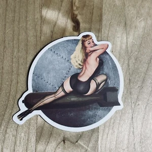 2.5" Sexy Army WWII Hot Pinup Girl Matte Vinyl Missile Sticker Woman Decal - Picture 1 of 2