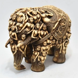 Older Antique Hand-Carved Wooden Elephant Figure & Mask 19th RARE - Picture 1 of 5