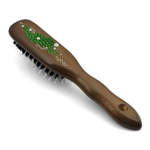 Boar Bristle Hair Brush HBMB-15.2 created with Swarovski@Crystals "Breeze Green" - Picture 1 of 4