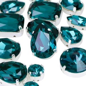 Blue Zircon Crystal Sew-On Rhinestones Mixed Shapes for Dress Shoes Belt - Picture 1 of 7
