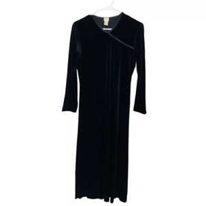 J. Jill Stretch Womens Long Maxi Modest Dress Velvet Long Sleeve Black XSP