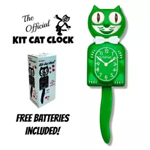 CLASSIC GREEN KIT CAT CLOCK 15.5" Free Battery USA MADE Official Kit-Cat Klock - Picture 1 of 5