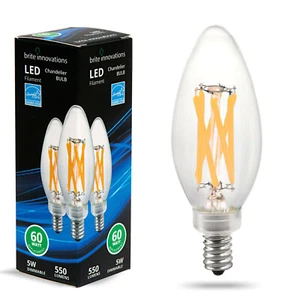 Brite Innovations LED Chandelier Bulb 60 Watt Equivalent Dimmable Bright White - Picture 1 of 50