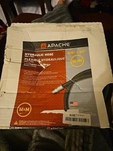 Apache 99002801 Black Rubber 3500 PSI 2-Wire Hydraulic Hose Male To Male 3/8×60 - Picture 1 of 4