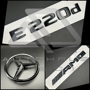 Gloss Black Rear Boot Star Badge F/ Mercedes W213 E220d AMG Saloon Set - Picture 1 of 1