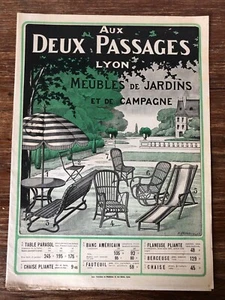 Katalog Faltblatt AUX DEUX PASSAGES LYON Garten- und Landmöbel 1923 - Bild 1 von 3
