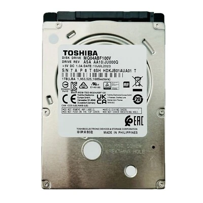 New Toshiba HDD 1TB 2.5" MQ04ABF100V SATA III 5400RPM 128MB Catch 6Gb/s 7mm - Image 1 of 4