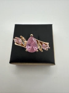 14CT ROLLED Gold Ring US 6.75 Hallmarked 585RG Preloved Retro Glamour Style - Picture 1 of 9