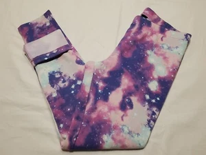 Lands End Girls Fleece Lined Leggings Size XL 14/16 Purple Galaxy Design EUC!!! - Picture 1 of 20