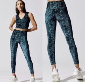 Carbon38 Blue Velvet Snakeskin High Rise Leggings SZ XXS EUC - Picture 1 of 8
