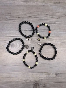 Lot of 5 Halloween Beaded Charm Bracelets Costume Jewelry - Picture 1 of 4