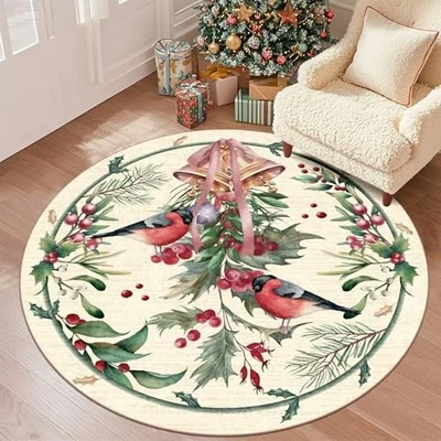  Alfombras redondas de Navidad de 5 pies antideslizantes, lavables suaves alfombra circular para vivir  Foto 1 de 4