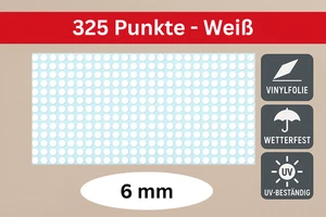 325 weiße Klebepunkte 6mm – Vinyl Sticker rund selbstklebend wetterfest - Bild 1 von 2