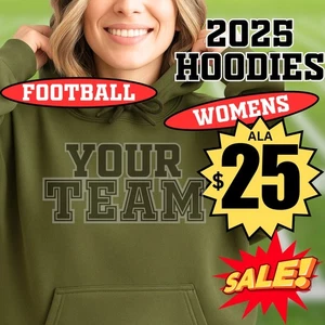 Damen Hoodies 2025 Fußballmannschaften, S - 5XL, Sport Fan Camouflage Kapuzenpullover - Bild 1 von 40