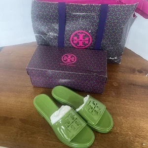 Tory Burch ELEANOR JELLY SLIDE Peridot Green Größe 8 wasserdicht (neu) - Bild 1 von 20