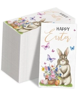 100 Happy Easter Napkins Easter Disposable Paper Decorative Guest Napkins, - Picture 1 of 8