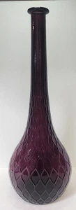 Empoli Amethyst / Plum Tall Glass Genie Bottle Raised Fishnet Pattern 20" - Picture 1 of 7