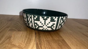 Crate and Barrel Fair Isle Bowls Green bowl holiday-glazed stoneware￼ - Picture 1 of 5