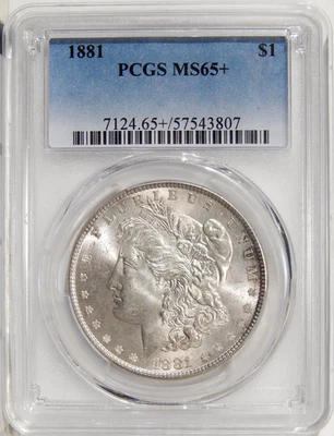 СЕРЕБРЯНЫЙ МОРГАНОВСКИЙ ДОЛЛАР 1881 $1 PCGS MS 65+ ~ ДРАГОЦЕННЫЙ КАМЕНЬ - Изображение 1 из 2