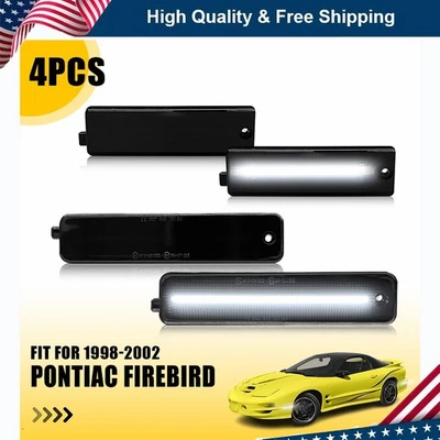 4x Luces LED de señalización laterales delanteras y traseras con lente de humo para Pontiac Firebird 1998-2002 Foto 1 de 4