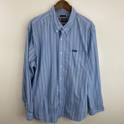 Chaps Easy Care Shirt Mens 2XL XXL Blue & Purple Striped Long Sleeve Button Down - Image 1 of 4