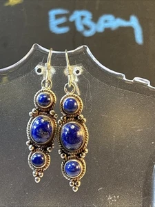 EUC signierte SOMS 2" abgestufte Lapislazuli Perlen Ohrhänger Ohrhänger - Bild 1 von 9