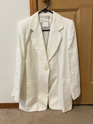 Chaqueta QVC Jessica Holbrook 100% Lino Blanco Talla 8 Hecha en Ucrania Foto 1 de 4