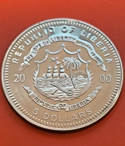 Republic of Liberia - 5 Five Dollars 2000 - First Man on the Moon - Bild 1 von 2