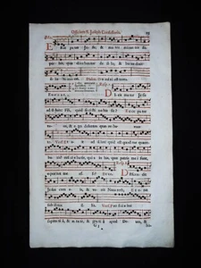 1732 ANTIPHONAL LEAF PAGE SAINT JOSEPH CONFESSOR CATHOLIC SHEET MUSIC BIBLE VGC - Picture 1 of 3