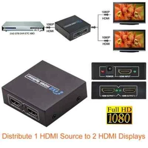 4K HDMI-kompatibel Splitter Kabel Repeater Spiegel Verstärker HUB Box 3D 1 In 2Out - Bild 1 von 11